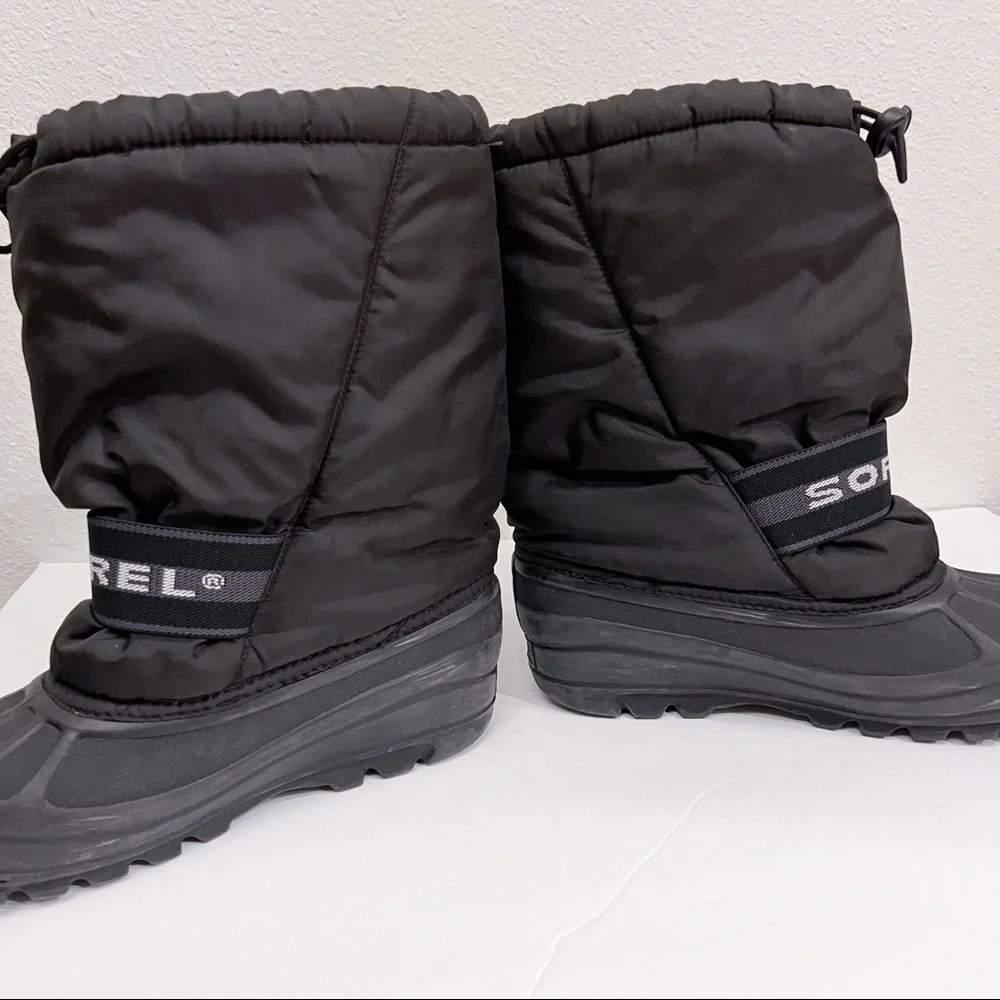 Sorel Cub Winter Insulated Rubber Sole Black Snow Boots Y7 W8.5 - Picture 12 of 16